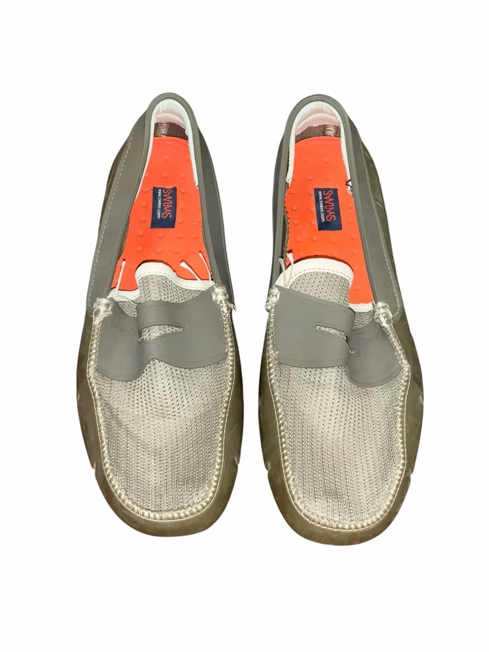 SWIMS Men’s Breeze Penny Loafers Gray Orange Slip On Water Shoes Size 10